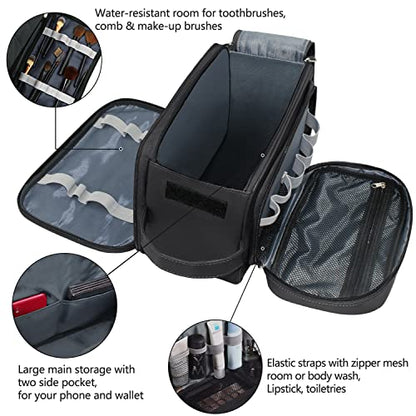 Buruis Extra Large Toiletry Bag for Men, PU Leather Travel Dopp Kit, Black - color: Black
