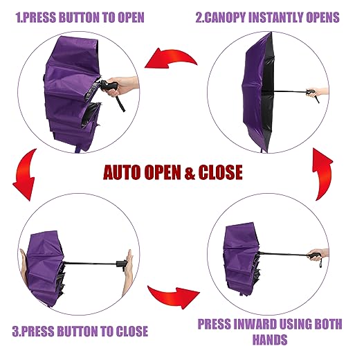Jexine Windproof Travel Umbrella Compact Small - color: Purple