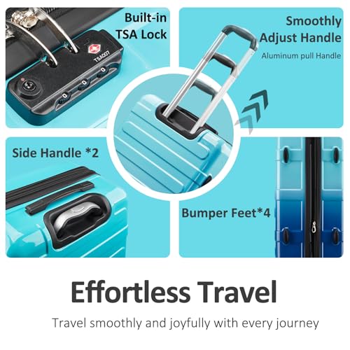 Carry on Luggage 22x14x9 Airline Approved, Expandable - color: Ocean, size: S (20 In Carry-on)