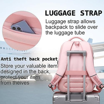 Volher Laptop Backpack,Business Travel Anti Theft Slim College Backpack - color: Light Pink, size: 15.6 Inch, style: Laptop