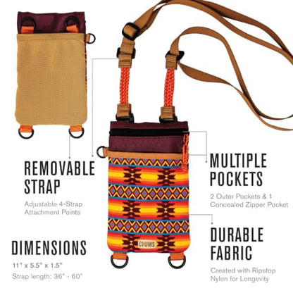 Chums Rover Phone Tote - Crossbody Bag with Adjustable Strap - Tactical Sling Bag for Women & Men w/Multiple Pockets - color: Palm Tree