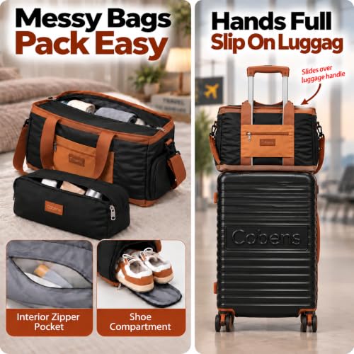 Cobens Luggage Sets 5 Piece, Suitcases with Wheels, 20"/24"/28",Black - color: Black, size: 5 Piece Sets (20/24/28/DB/TB)