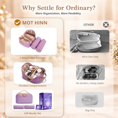 3-in-1 Large Travel Makeup Bag Organizer for Women - color: B08-Purple