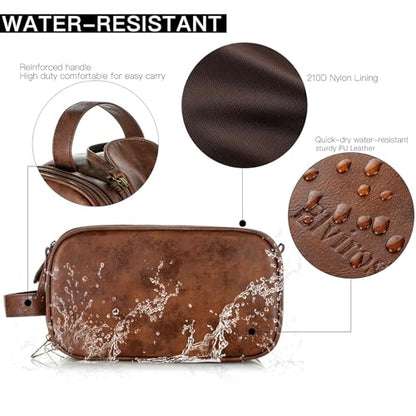 Elviros Travel Toiletry Bag for Men PU Leather Dopp Kit (Small, Dark Brown) - color: Dark Brown, size: Small (Pack of 1)