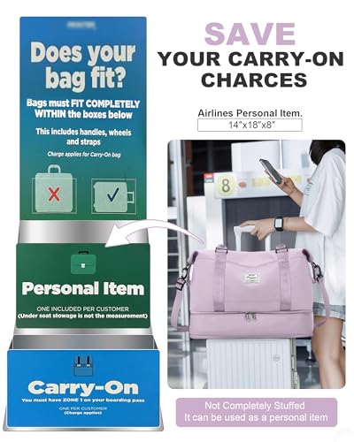Travel Duffel Weekender Bag Women Tote Carry On Bags With Shoe Compartment - color: H5-Purple, size: Large