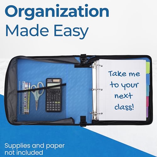 Case-it School Zipper Binder | 2" O-Rings | 350-Sheet | D-251 Denim Blue - color: Denim Blue, size: 1 Pack