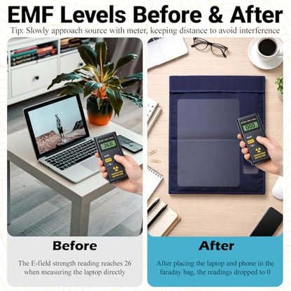Faraday Bags 2 Pack,Signal Blocking Pouch for Laptop (16‘’x14), Phone(8.5"x4.5") EMP Protection & Anti-Tracking, RFID Shielding Faraday Cage - size: L(Laptop+phone)