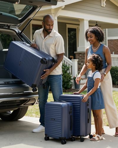 LONG VACATION Luggage Sets, 3 Piece, Durable Suitcase with Spinner Wheels - color: Blue, size: 3 Piece Set