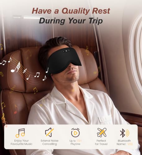 Modal Premium Sleep Mask for Men Women - Sleep Mask w Bluetooth Headphones - color: Elegant Black