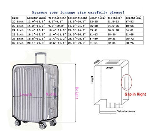 JenKin Luggage Protector Suitcase Cover PVC Waterproof Travel Suitcase Fits Most 20" to 30"(28") - size: 28" (19.7"L x 12.2"W x 28.3"H)