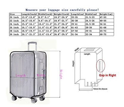 JenKin Luggage Protector Suitcase Cover PVC Waterproof Travel Suitcase Fits Most 20" to 30"(28") - size: 28" (19.7"L x 12.2"W x 28.3"H)