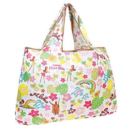 allydrew Large Foldable Tote Nylon Reusable Grocery Bags, Hawaiian Fun - color: Hawaiian Fun