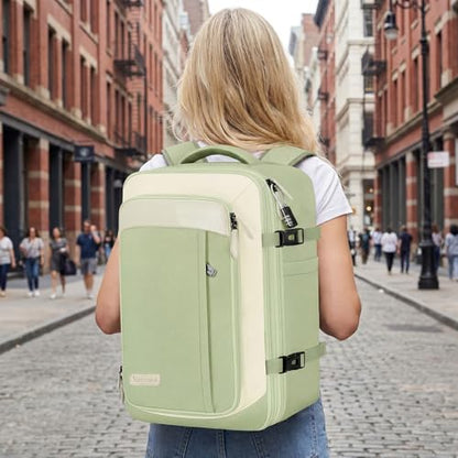Vancropak Carry on Backpack for Airplane, Travel Backpack Fits 17.3" Laptop - color: Green