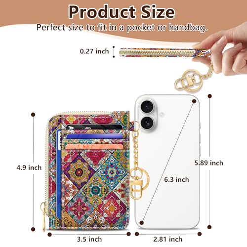 GIANCOMICS Slim Wallet Women, Credit Card Holder, Small Rfid Boho Mandala - color: Boho Bohemian Mandala