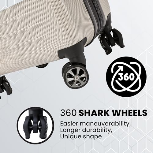 Spyder Rails Expandable Hardside Upright Suitcase with 360 Spinner Wheels, TSA Approved Lock, Carry-On, Oatmeal - color: Oatmeal, size: Carry-On