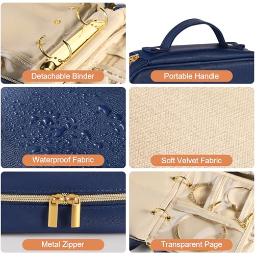 Travel Jewelry Organizer Case for Women, Blue - color: Blue
