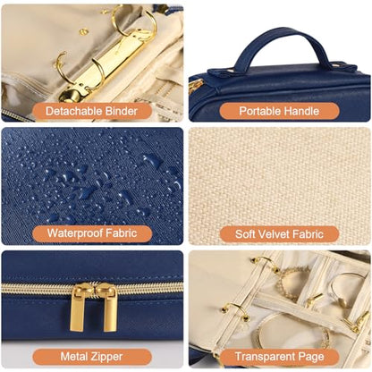 Travel Jewelry Organizer Case for Women, Blue - color: Blue