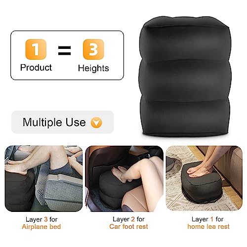 Inflatable Travel Foot Rest Pillow, Small Size（Black, 1 Pack） - color: Black, size: 1 Pack-S