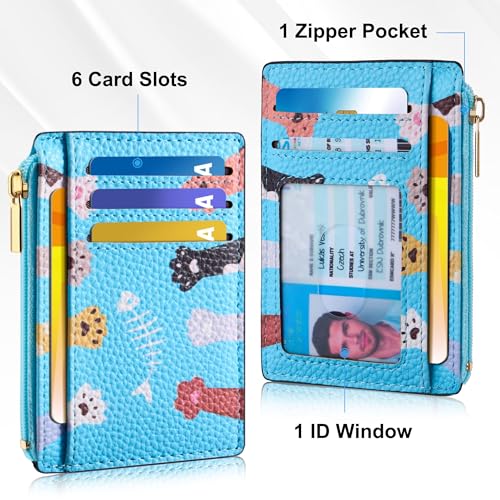 Tipmile Womens Credit Card Holder Wallet, Small Slim RFID Blocking Sleeve - color: Paw-fun