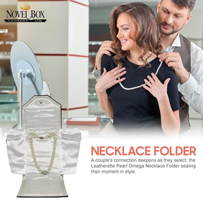 Novel Box Necklace Display Pearl Folder, 7x5 Inch Jewelry Case, Black/White - color: Black/White Stitched, size: Small