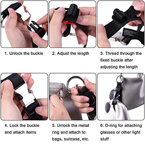 Wisdompro Jacket Gripper Strap for Travel, Nylon Add a Bag Luggage Straps - color: Black