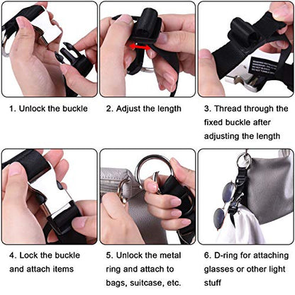 Wisdompro Jacket Gripper Strap for Travel, Nylon Add a Bag Luggage Straps - color: Black