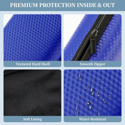 WOZEAH Double Eyeglasses Case Hard Shell EVA Dual Sunglasses Organizer - color: Blue