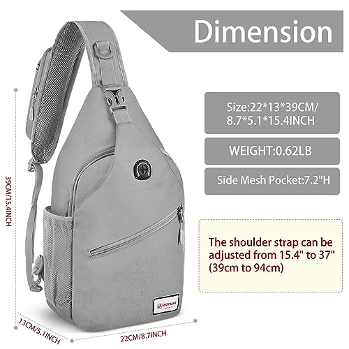 ZOMAKE Sling Bag,Small Crossbody Sling Backpack Shoulder Daypack for Travel - color: Silver Grey B, size: 8L