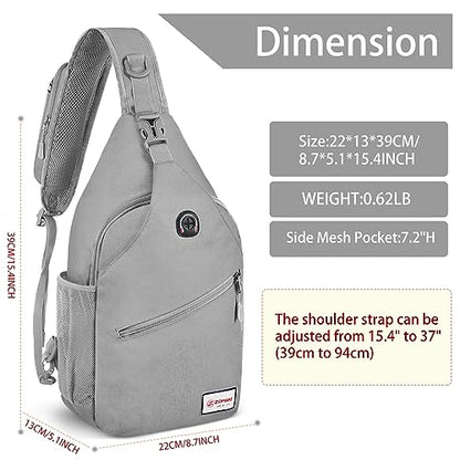 ZOMAKE Sling Bag,Small Crossbody Sling Backpack Shoulder Daypack for Travel - color: Silver Grey B, size: 8L