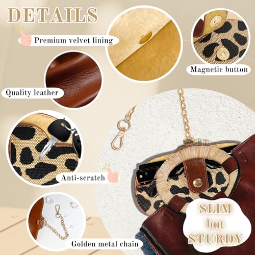 Eyewear Clutch Glasses Case with Clip Soft Leather Sunglasses Bag - color: Bn Yellow, size: X-Large, style: Leopard