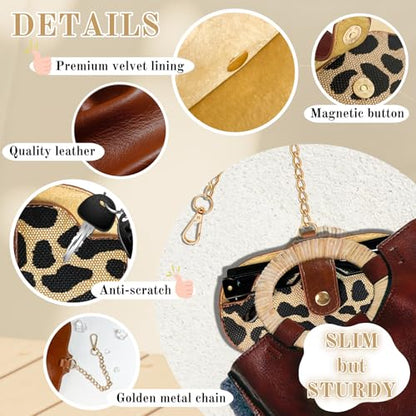Eyewear Clutch Glasses Case with Clip Soft Leather Sunglasses Bag - color: Bn Yellow, size: X-Large, style: Leopard