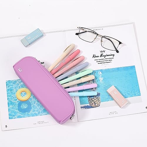 Mr. Pen- Silicone Pencil Case, Aesthetic Pencil Bag for Women, Makeup Pouch - color: Dusty Pink