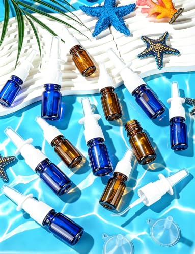 10 Pcs Nasal Spray Bottle Glass Empty Refillable, 5ML/0.17OZ - color: Brown 10Pcs
