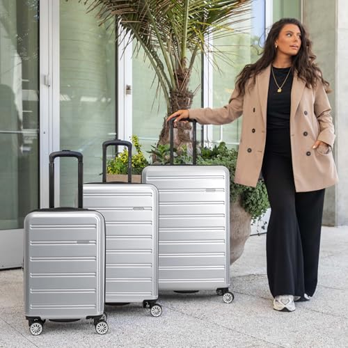 Travel Select Snowcreek Hardside Expandable Spinner Luggage Set w/USB Port, Gray, 3-Piece - color: Gray, size: 3 Piece Set