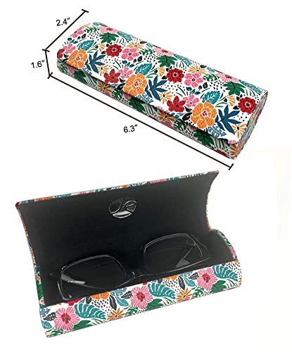 JAVOedge [3 PACK], Various Pattern Long Oval Hard Glasses Case Includes Microfiber Cleaning Cloth - color: Florals - Style F