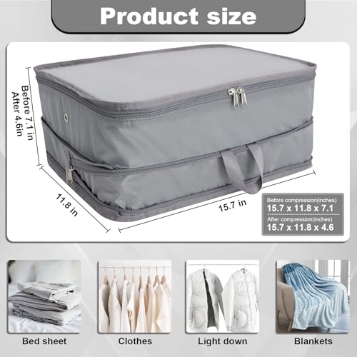 Packing Cubes for Travel Packing Organizers Compression Travel Cubes, Grey - color: Grey