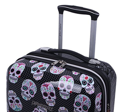 Betsey Johnson 30 Inch Checked Luggage Collection - Expandable Scratch Resistant (ABS + PC) Hardside Suitcase - Designer Lightweight Bag with 8-Rolling Spinner Wheels - color: Skull Party