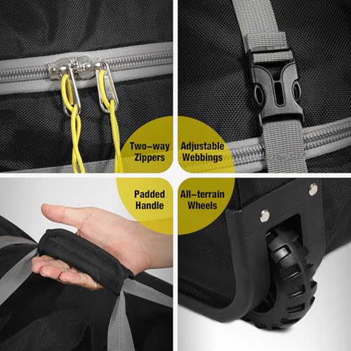 REDCAMP 30" Foldable Rolling Duffle Bag with Wheels for Travel Carry on - color: Black 120L‑2 Wheels