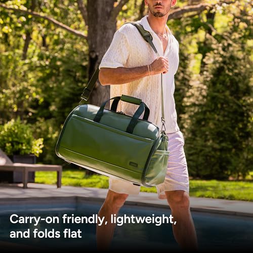 Halfday Convertible 2-in-1 Vegan Leather Premium Garment Duffel 45L, Leaf - color: Leaf, style: Premium, Vegan Leather, 45l