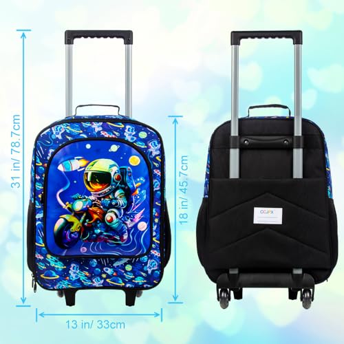 Boys Suitcase, 18" Kids Carry on Luggage With Wheels, Space Suitcases for Toddler Children(Black) - color: Astronaut Blue