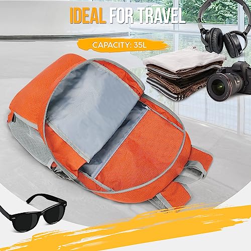 ZOMAKE Lightweight Packable Backpack 35L, Water Resistant Foldable Day Pack - color: C-orange