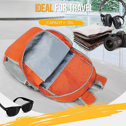 ZOMAKE Lightweight Packable Backpack 35L, Water Resistant Foldable Day Pack - color: C-orange