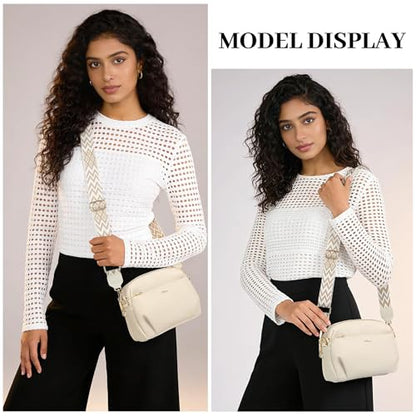 Crossbody Bag for Women Vegan Leather Handbag Purse Anti Theft RFID - color: Off-white