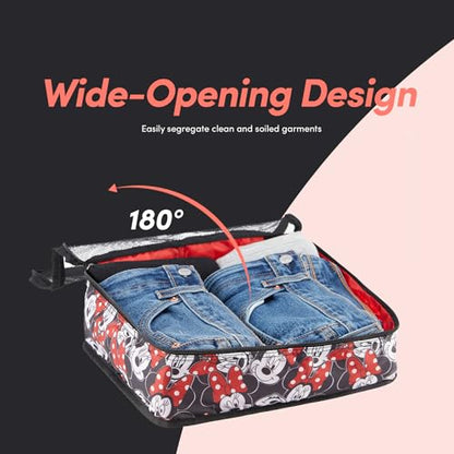 Disney Packing Cubes for Travel – 5 Piece Compression Set, Mickey Minnie Stitch Pooh Luggage Organizer Bags - color: Red