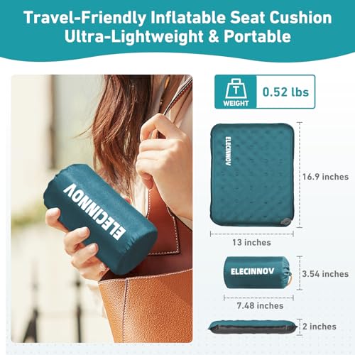 Inflatable Seat Cushion, Self Inflating Compact Stadium Seat Cushion - color: Blue-1pack