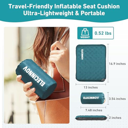 Inflatable Seat Cushion, Self Inflating Compact Stadium Seat Cushion - color: Blue-1pack