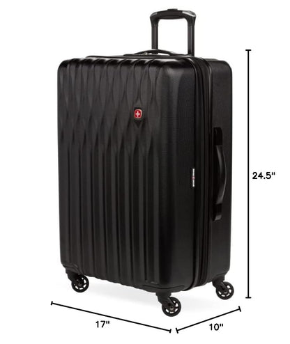 SwissGear 8018 Expandable Luggage, Hard Shell Medium Luggage with Spinner Wheels - color: Black, size: Checked-Medium 24-Inch