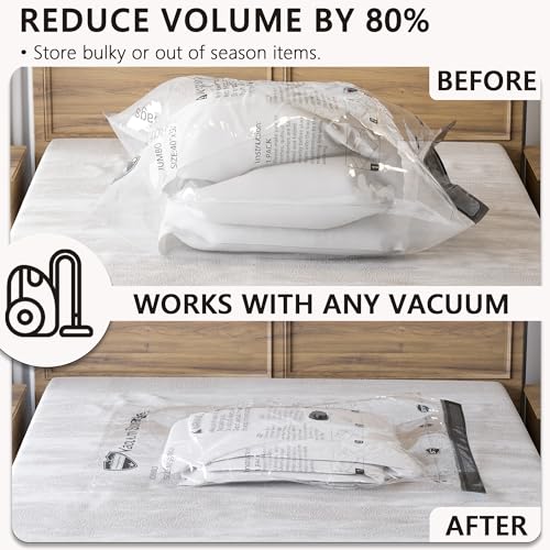 Vacuum Storage Bags, Compression Packing Space Saver Seal Bags for Clothing Bedding Comforters Blankets Pillows, 8 Jumbo (Pack of 2) - size: 8 Jumbo (Pack of 2)