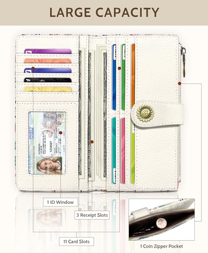 GIANCOMICS Sea Turtle Women Wallet RFID Blocking, Credit Card Holder Bifold - color: Sea Turtles with Flowers