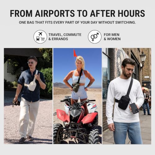 Travel Sling Bag for Men & Women, Anti-Theft RFID Blocking Crossbody Bags - color: Beige 2.0 Mini